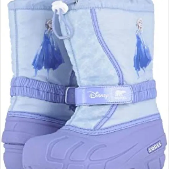 Disney x Sorel Little Girls Flurry Frozen 2 Winter Snow Boots- youth 5/woman 6