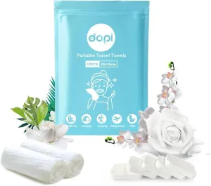 Disposable Face Towel, DOPI Camping Towel, Large Thick, Travel Towel, Magic Hiking Compress Wipes Washcloth Towelettes Tablets, Portable Disposable Reusable Pocket Beach Face Towel (50)
