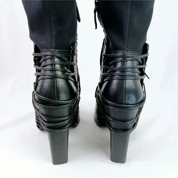 Dolce Vita SZ 8.5 Nikka Black Leather Over-The- Knee Boots Runs 1/2 size small