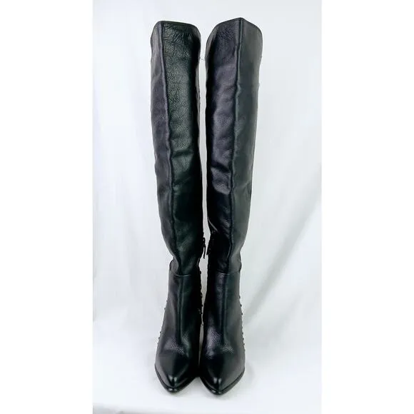 Dolce Vita SZ 8.5 Nikka Black Leather Over-The- Knee Boots Runs 1/2 size small