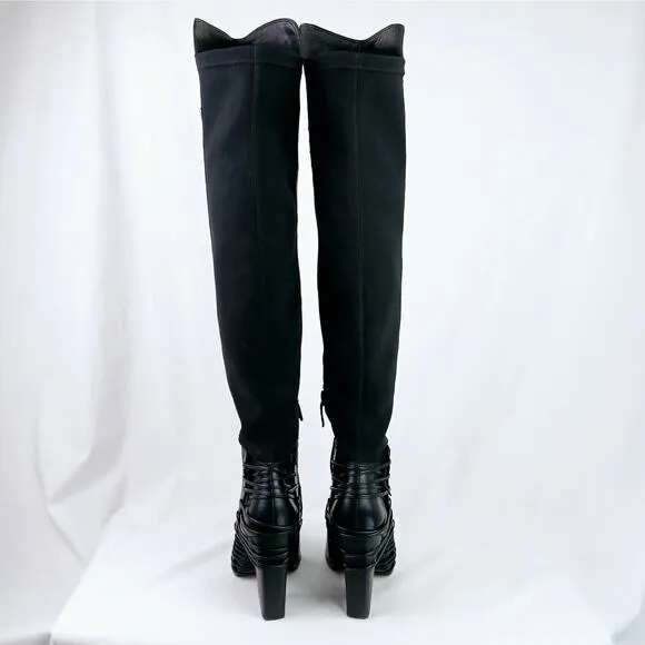 Dolce Vita SZ 8.5 Nikka Black Leather Over-The- Knee Boots Runs 1/2 size small