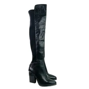 Dolce Vita SZ 8.5 Nikka Black Leather Over-The- Knee Boots Runs 1/2 size small
