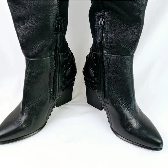 Dolce Vita SZ 8.5 Nikka Black Leather Over-The- Knee Boots Runs 1/2 size small
