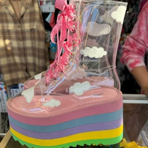 Dolls kill x my little pony platform pastel rainbow cloud boots women’s size 9