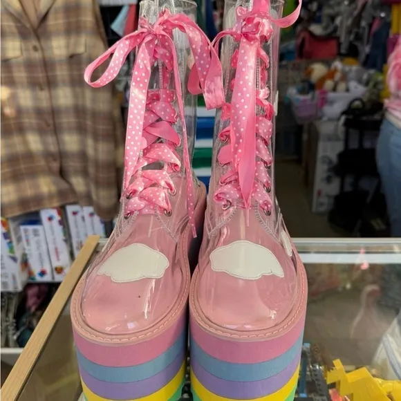 Dolls kill x my little pony platform pastel rainbow cloud boots women’s size 9