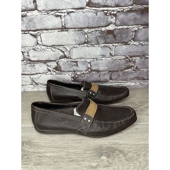 Donald J. Pliner Brown Leather Slip On Casual Driving Shoes Men’s Sz 11M US/44EU