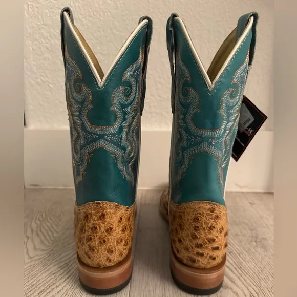 DOUBLE-H Blue Teal and Tan Men’s Cowboy Boots Size 8 D New without Box