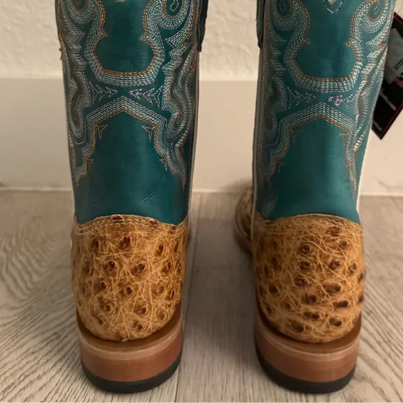 DOUBLE-H Blue Teal and Tan Men’s Cowboy Boots Size 8 D New without Box