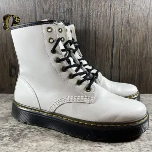 Dr. Doc Martens Zavala Combat Boots Women’s 8, Men 7 Smooth Leather White AW004