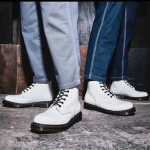 Dr Marten White Leather Lace Up Ankle Combat Boots New