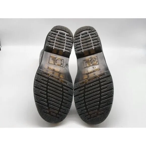 Dr. Martens 1460 Flames Embossed Black Leather Women Boots Size 6