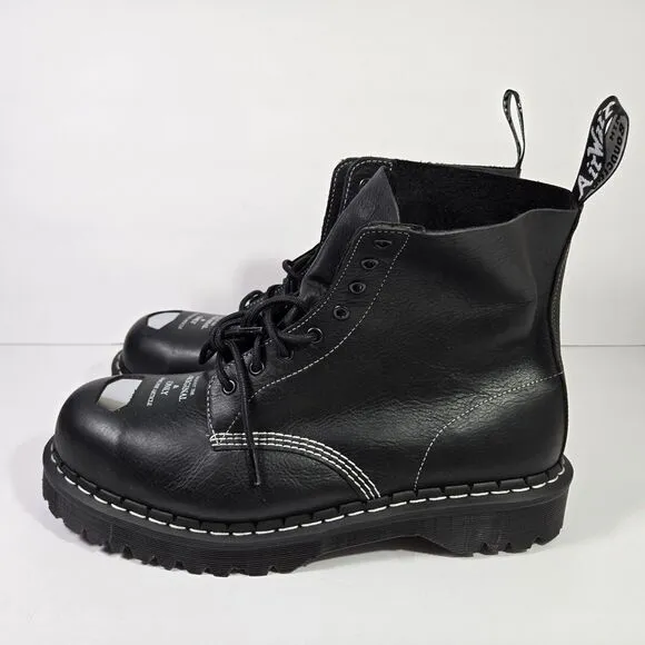 Dr. Martens 1460 Pascal Bex Exposed Steel Toe Lace up Black Leather Boots Men 14