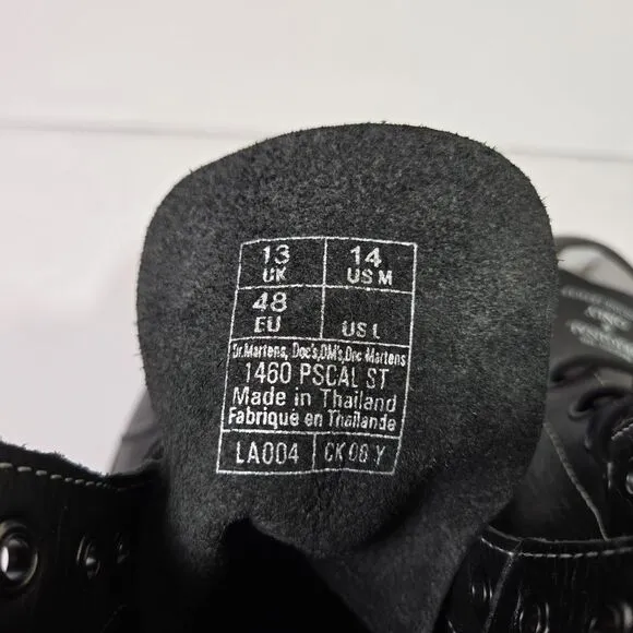 Dr. Martens 1460 Pascal Bex Exposed Steel Toe Lace up Black Leather Boots Men 14