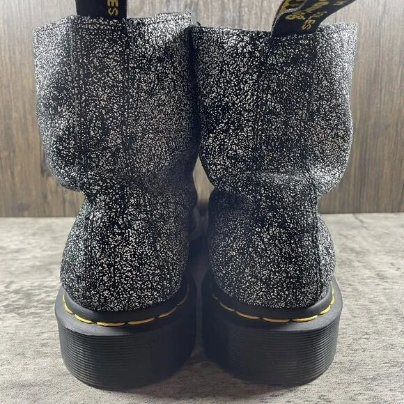 Dr Martens 1460 Pascal Black White Paint Splash 8-eyelet Boots Women’s 10
