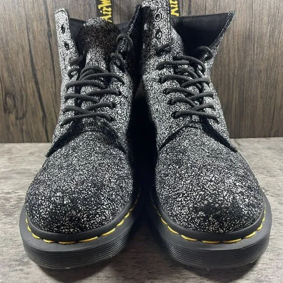 Dr Martens 1460 Pascal Black White Paint Splash 8-eyelet Boots Women’s 10