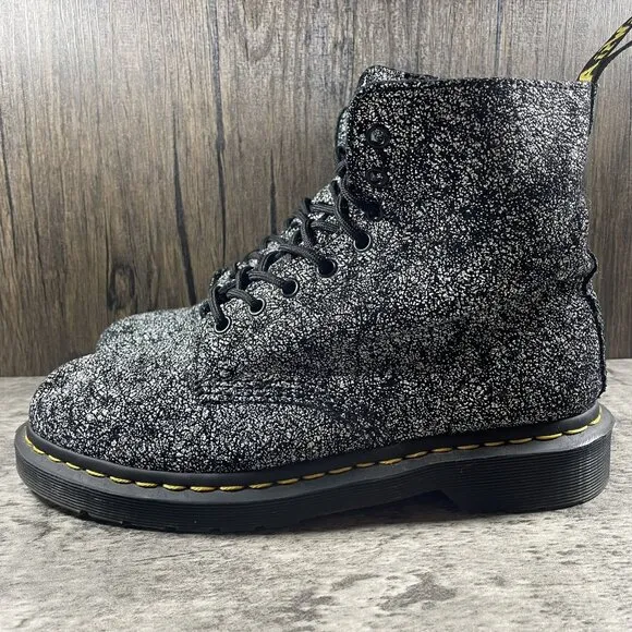 Dr Martens 1460 Pascal Black White Paint Splash 8-eyelet Boots Women’s 10