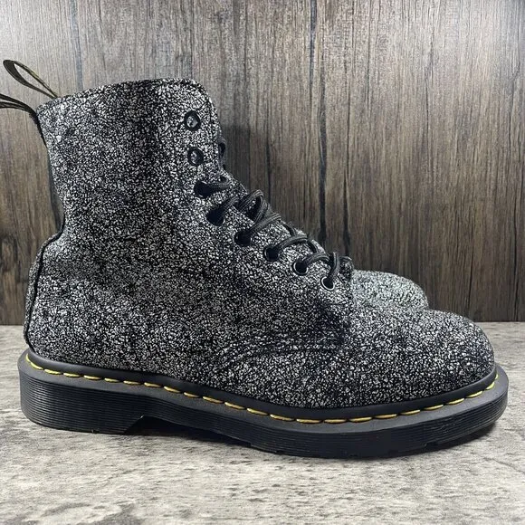 Dr Martens 1460 Pascal Black White Paint Splash 8-eyelet Boots Women’s 10