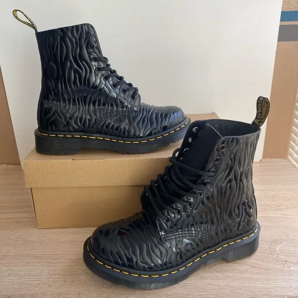 Dr. Martens 1460 Zebra Print Embossed Women Boots- W 6