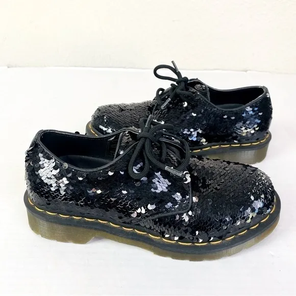 Dr. Martens 1461 Black Sequin Oxford Shoes Size 5