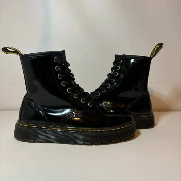 Dr. Martens AIRWAIR ZAVALA AW004 Leather Black Combat Boots SZ Men’s 4 Women’s 5