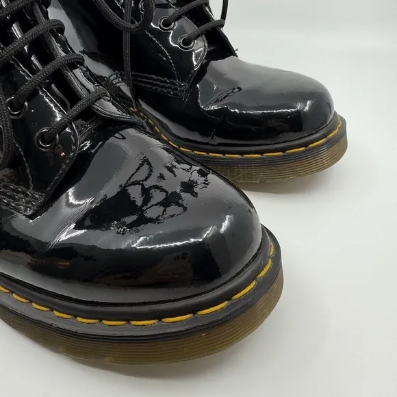 Dr. Martens Combat Boots Women 10 Black Patent Leather Docs Punk Grunge Urban