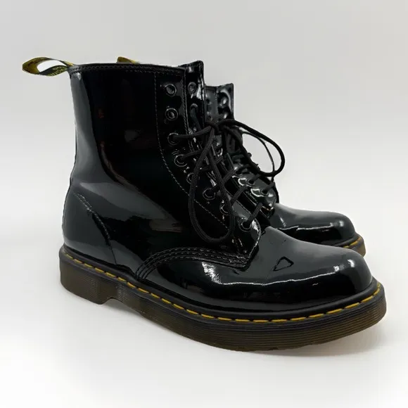 Dr. Martens Combat Boots Women 10 Black Patent Leather Docs Punk Grunge Urban
