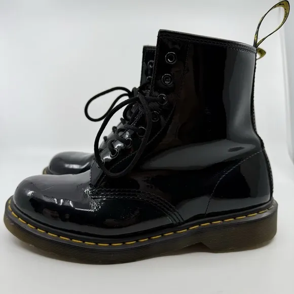 Dr. Martens Combat Boots Women 10 Black Patent Leather Docs Punk Grunge Urban