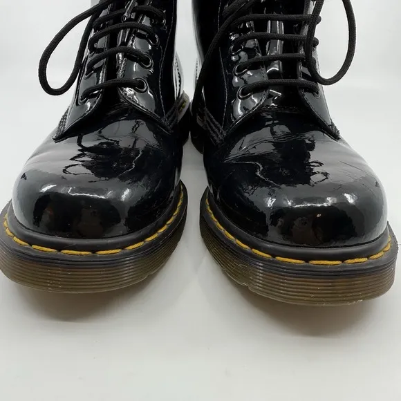 Dr. Martens Combat Boots Women 10 Black Patent Leather Docs Punk Grunge Urban