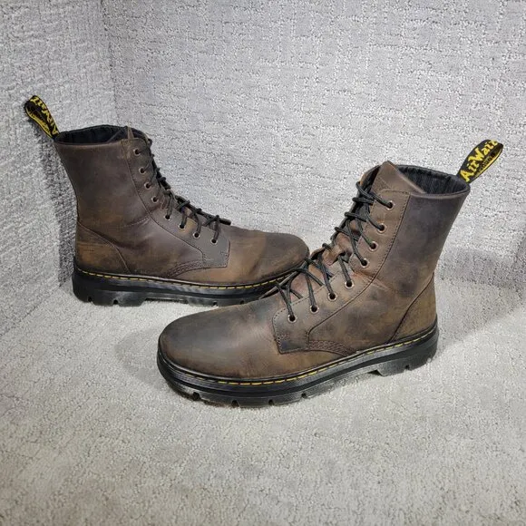 Dr. Martens Combs Mens Size 12 M Brown Crazy Horse Leather Combat Boot Shoes
