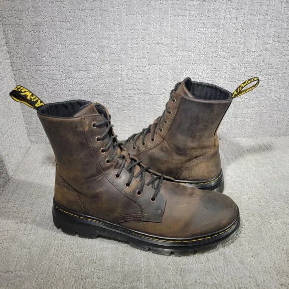 Dr. Martens Combs Mens Size 12 M Brown Crazy Horse Leather Combat Boot Shoes
