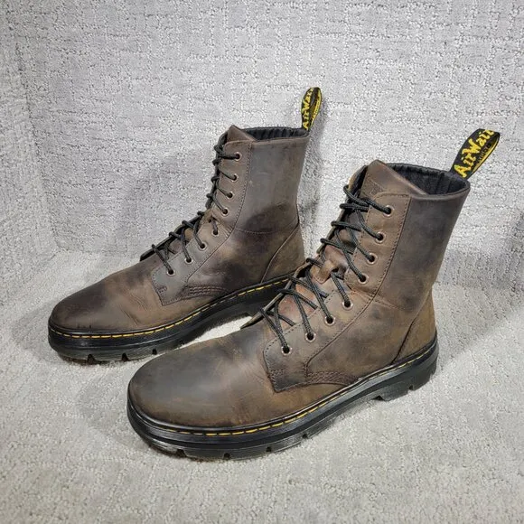 Dr. Martens Combs Mens Size 12 M Brown Crazy Horse Leather Combat Boot Shoes