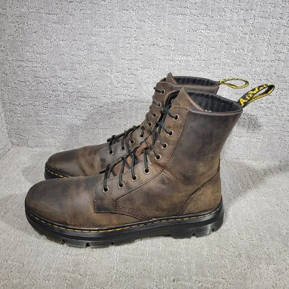 Dr. Martens Combs Mens Size 12 M Brown Crazy Horse Leather Combat Boot Shoes
