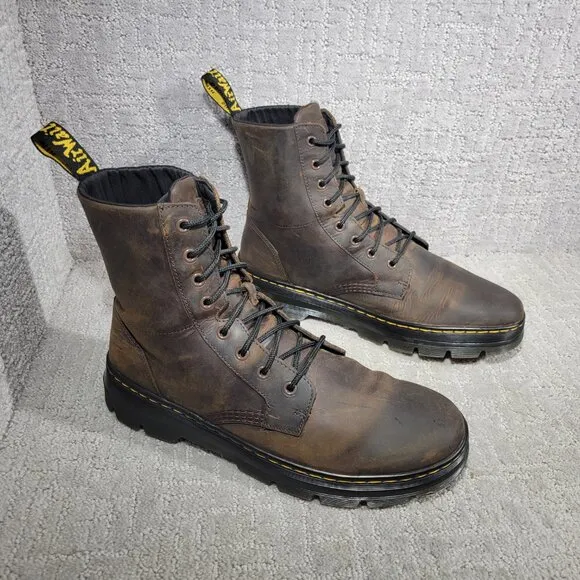 Dr. Martens Combs Mens Size 12 M Brown Crazy Horse Leather Combat Boot Shoes