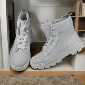 Dr. Martens Combs W Women Size 7L White Lace Up Ankle Combat Boots Doc Fabric