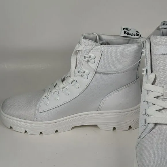 Dr. Martens Combs W Women Size 7L White Lace Up Ankle Combat Boots Doc Fabric