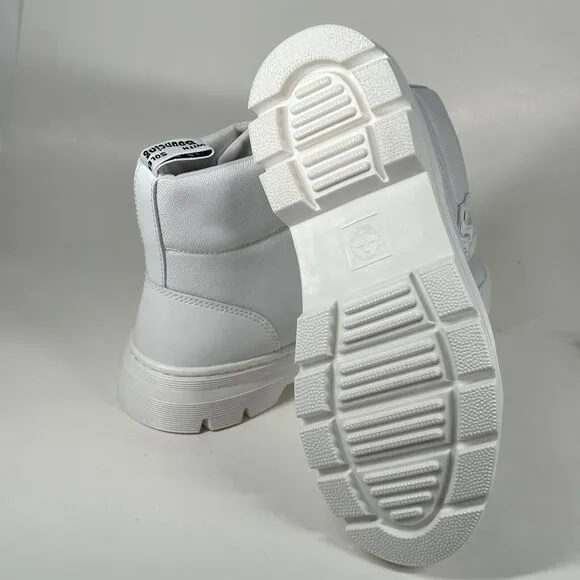Dr. Martens Combs W Women Size 7L White Lace Up Ankle Combat Boots Doc Fabric