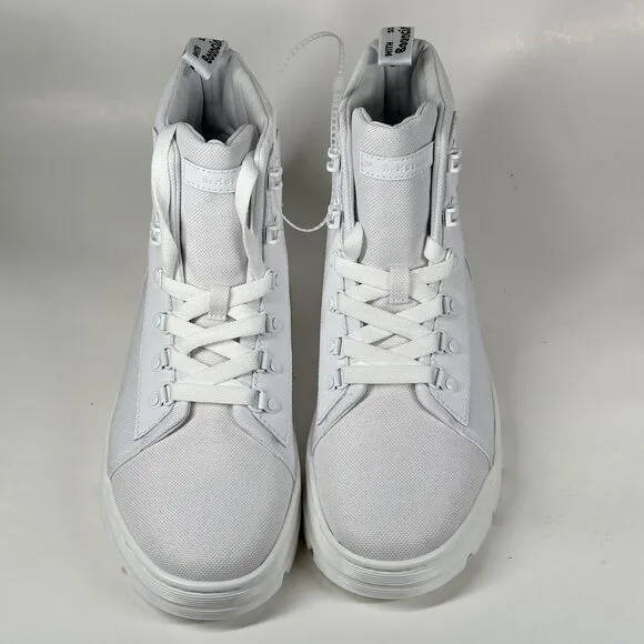 Dr. Martens Combs W Women Size 7L White Lace Up Ankle Combat Boots Doc Fabric