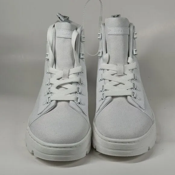 Dr. Martens Combs W Women Size 7L White Lace Up Ankle Combat Boots Doc Fabric