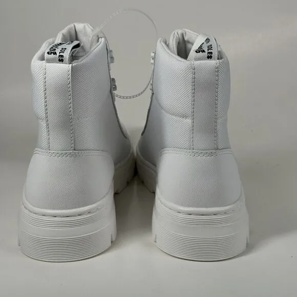 Dr. Martens Combs W Women Size 7L White Lace Up Ankle Combat Boots Doc Fabric