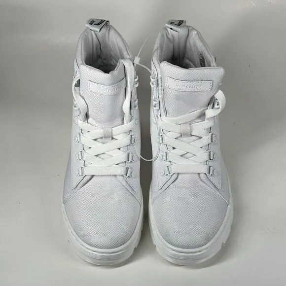 Dr. Martens Combs W Women Size 7L White Lace Up Ankle Combat Boots Doc Fabric