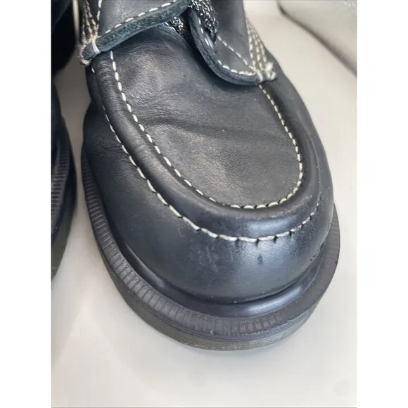 Dr Martens Damian 6 Eye Derby Boots Womens Size 6 Black Leather Ankle Lace Up