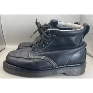 Dr Martens Damian 6 Eye Derby Boots Womens Size 6 Black Leather Ankle Lace Up
