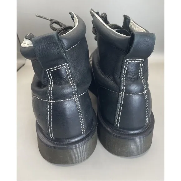 Dr Martens Damian 6 Eye Derby Boots Womens Size 6 Black Leather Ankle Lace Up