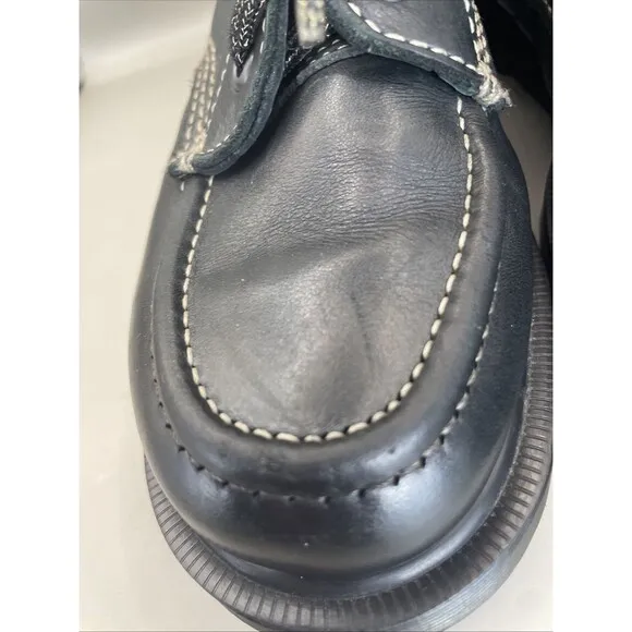 Dr Martens Damian 6 Eye Derby Boots Womens Size 6 Black Leather Ankle Lace Up