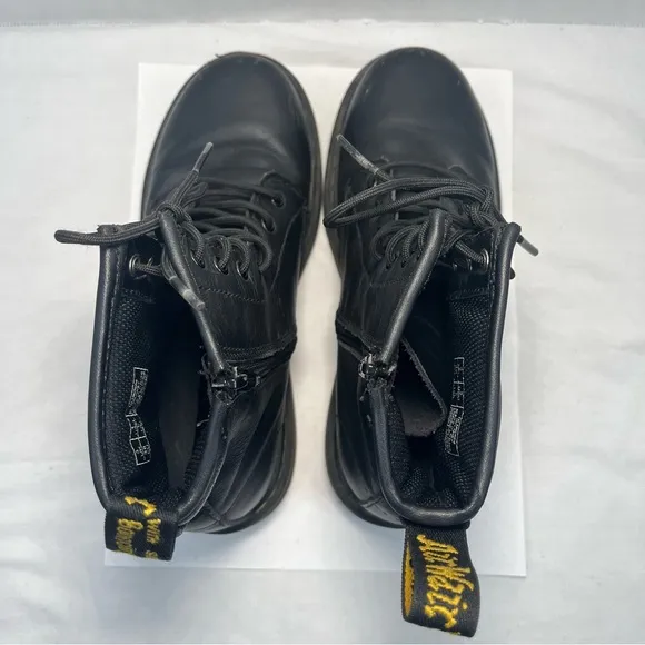 Dr Martens Delaney Boots Combat Lace Up Shoes Leather Black Unisex Women 5