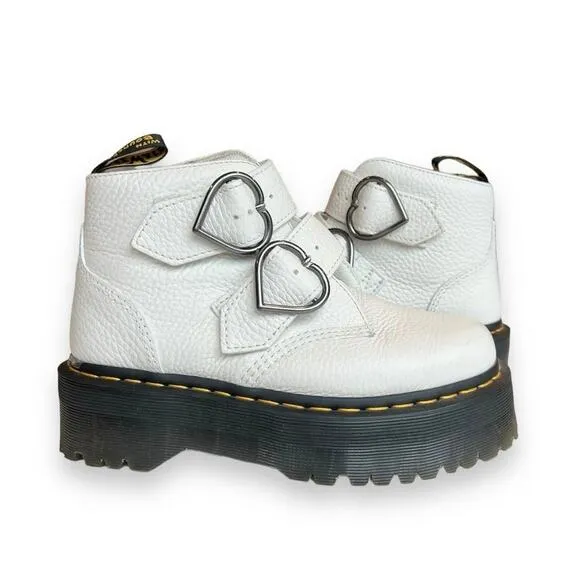Dr. Martens Devon Heart Women’s White Platform Boots size 6