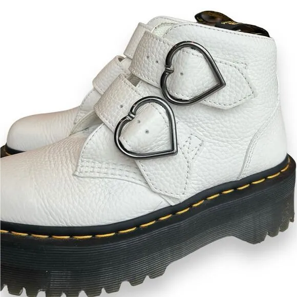 Dr. Martens Devon Heart Women’s White Platform Boots size 6
