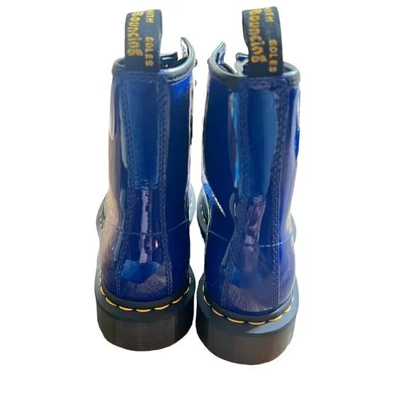 Dr. Martens Doc Air Wair 1460 Boots Womens 6 / 37 Blue Patent Lampert New