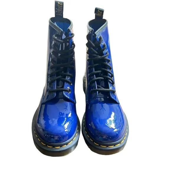 Dr. Martens Doc Air Wair 1460 Boots Womens 6 / 37 Blue Patent Lampert New