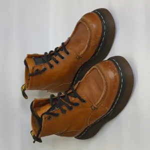Dr Martens Docs 8556 Made in England Size 5 Platform Cognac Camel Leather Boots